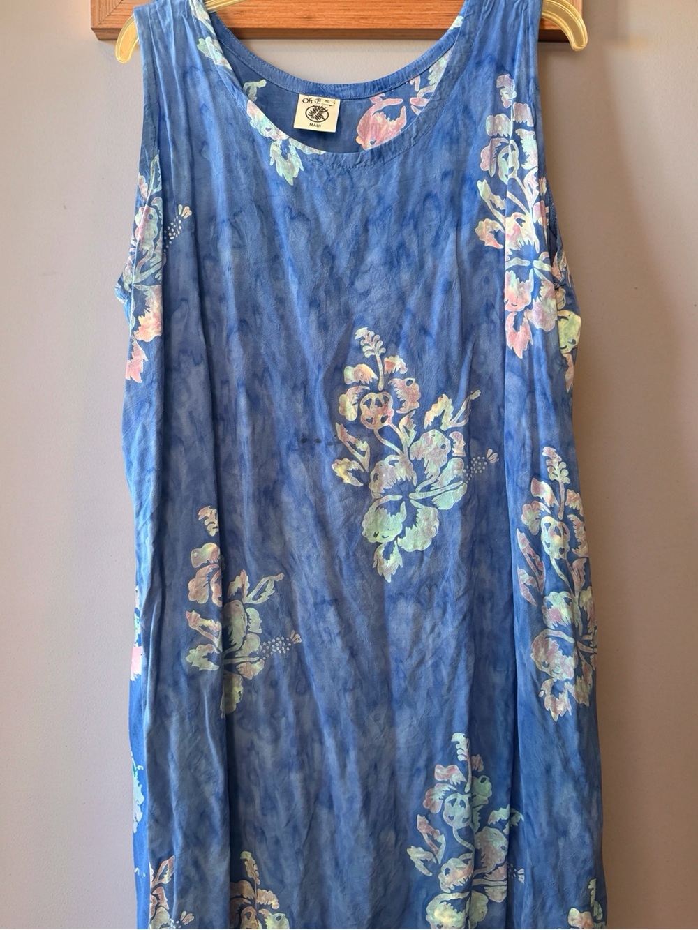 Oh Baby Maui Blue Floral Asymmetrical Sleeveless Dress